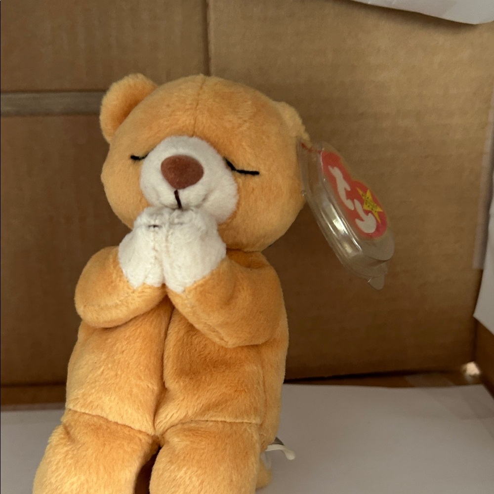Adorable Ty Plush Bear - Tan and White